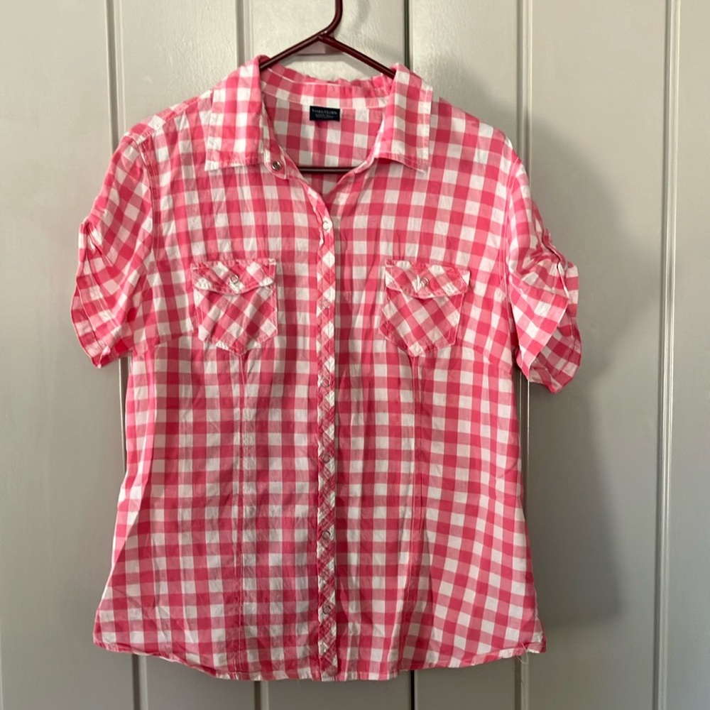 Faded Glory Pink Checkered Blouse